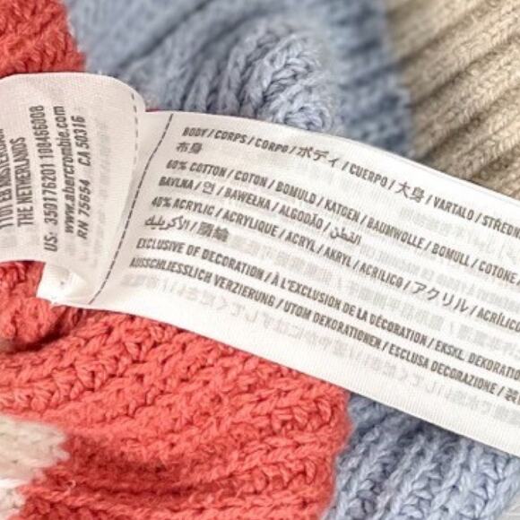 Hollister Cropped Waffle Knit Sweater XS Red Striped Retro Cozy Fall - Picture 8 of 11